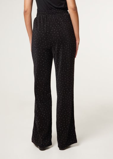 Blue Vanilla Black Rhinestone Detailed Trousers