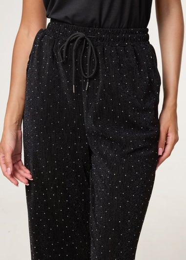 Blue Vanilla Black Rhinestone Detailed Trousers