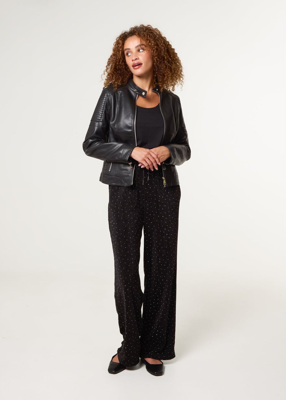 Blue Vanilla Black Rhinestone Detailed Trousers