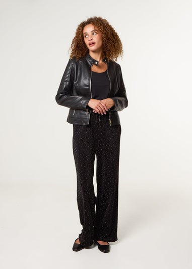 Blue Vanilla Black Rhinestone Detailed Trousers