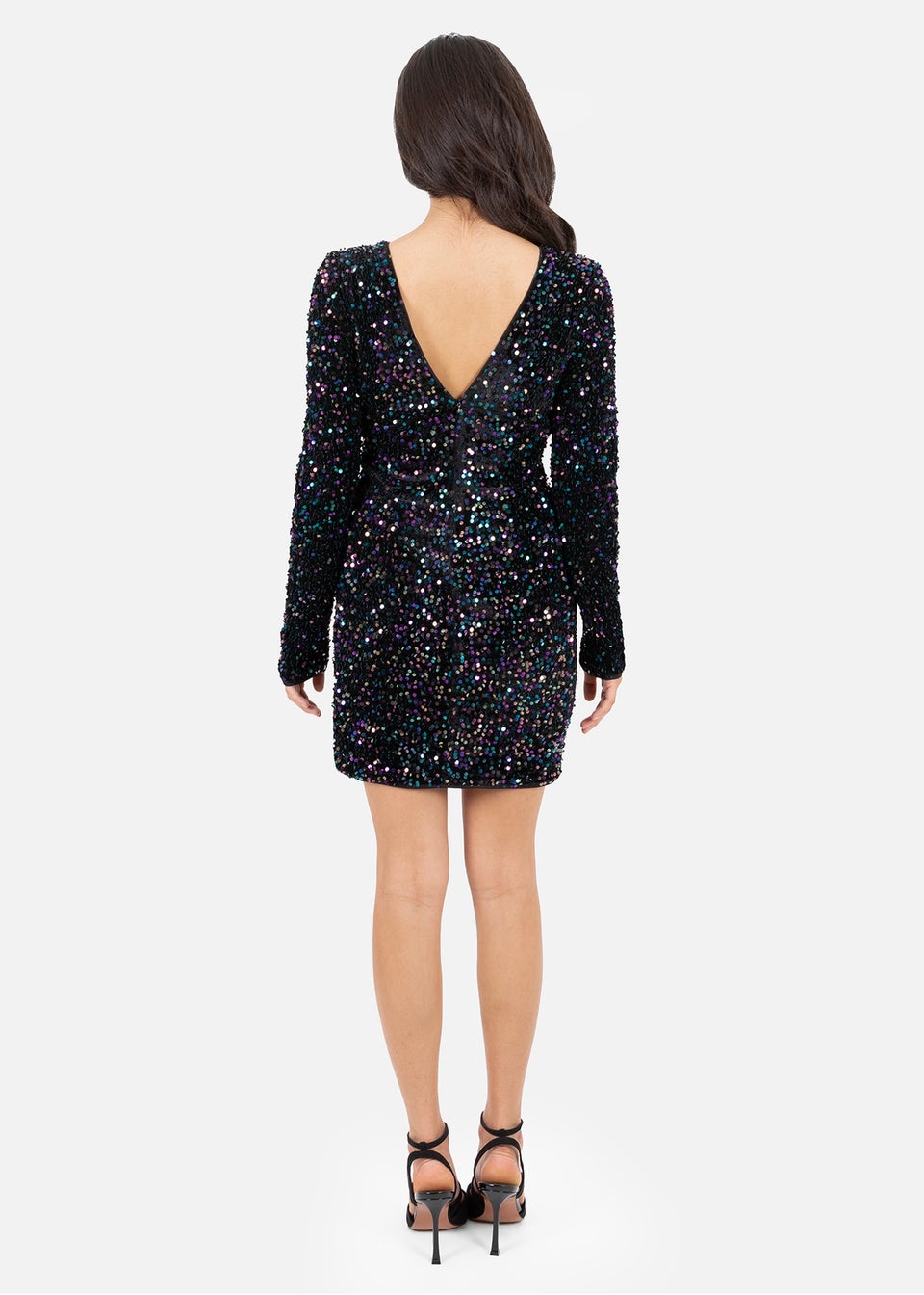 Lovedrobe Embellished V-Back Velvet Bodycon Mini Dress