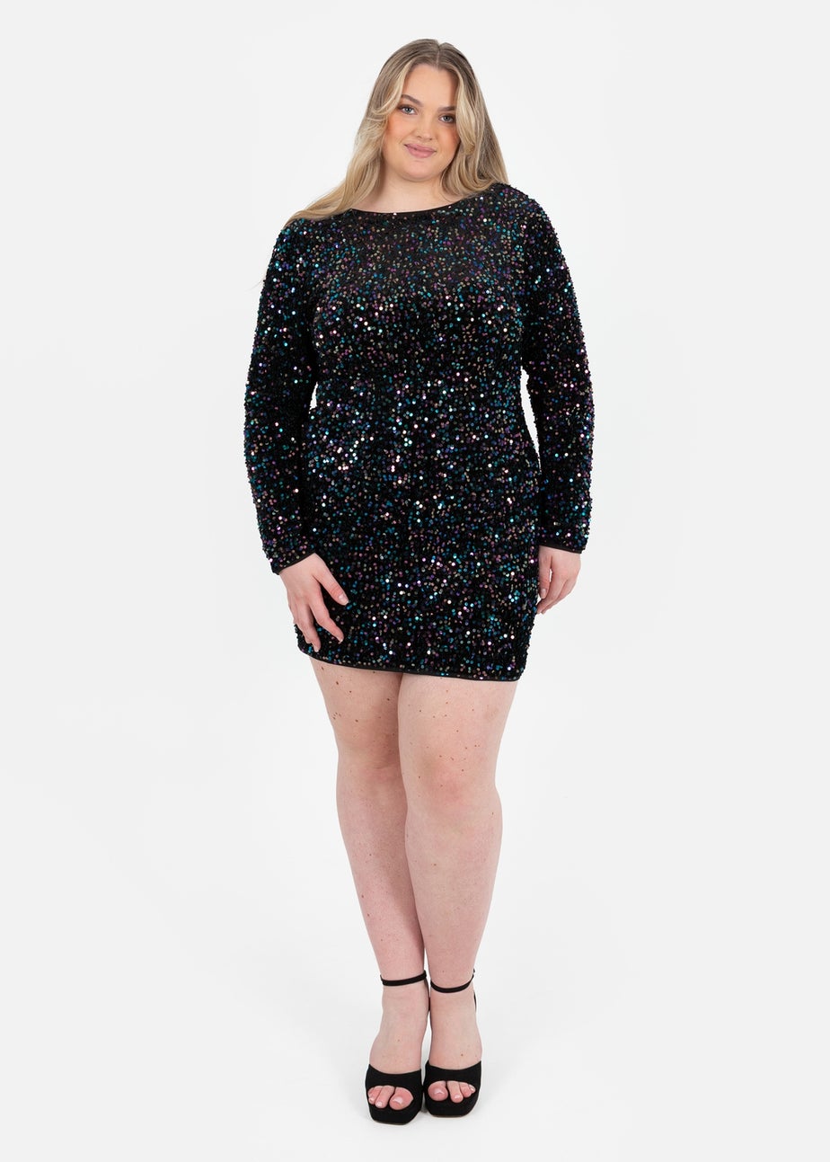 Lovedrobe Embellished V-Back Velvet Bodycon Mini Dress