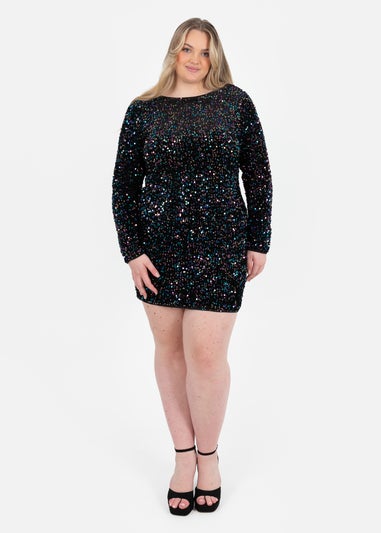 Lovedrobe Embellished V-Back Velvet Bodycon Mini Dress