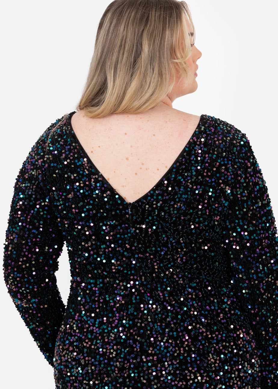 Lovedrobe Embellished V-Back Velvet Bodycon Mini Dress