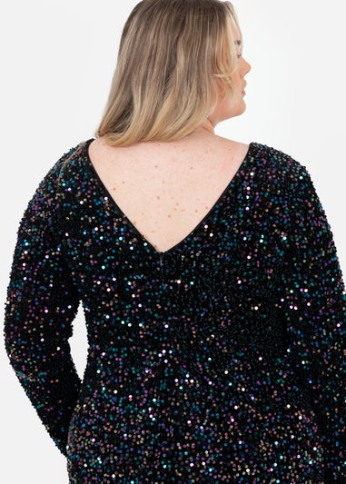 Lovedrobe Embellished V-Back Velvet Bodycon Mini Dress