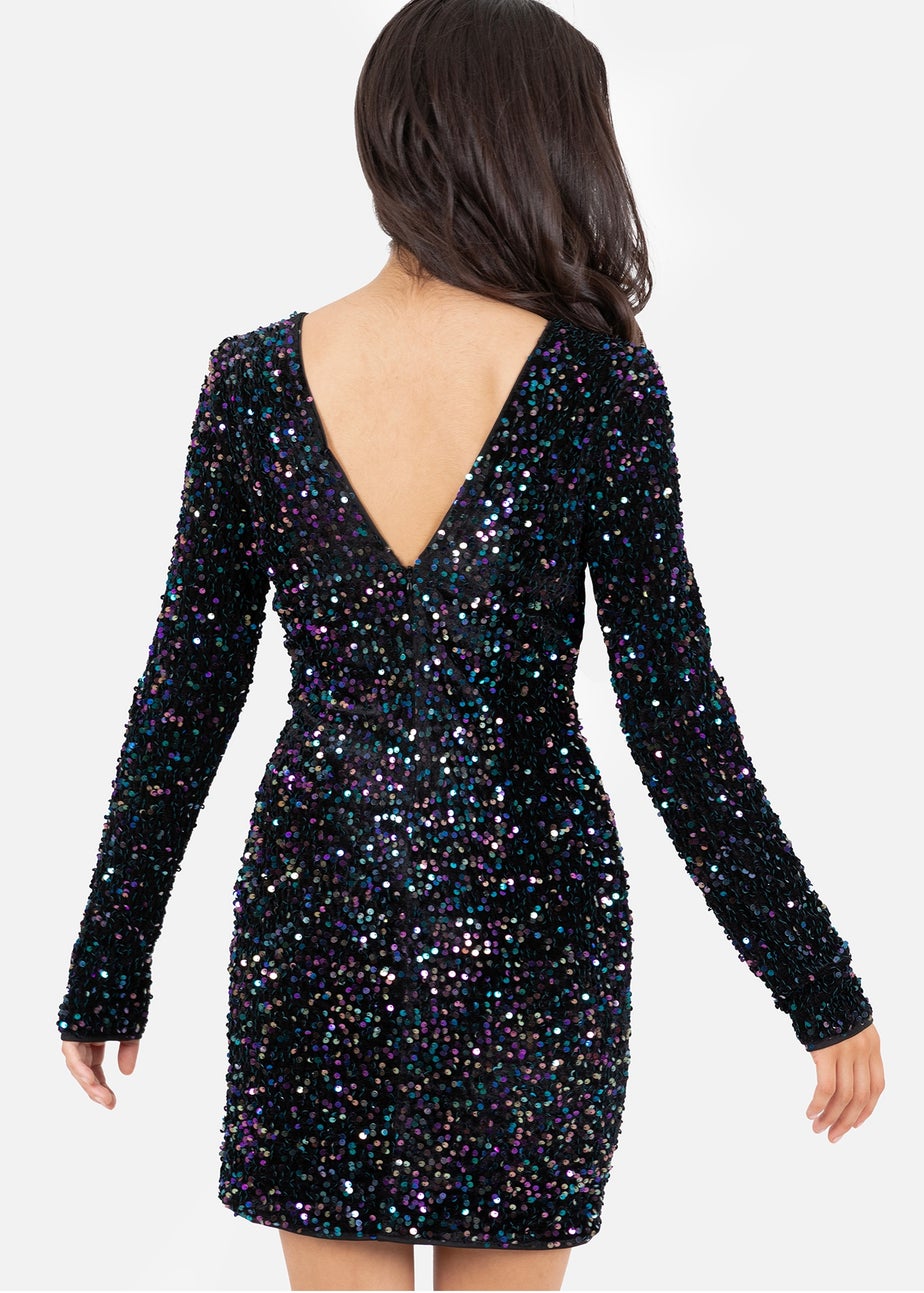 Lovedrobe Embellished V-Back Velvet Bodycon Mini Dress