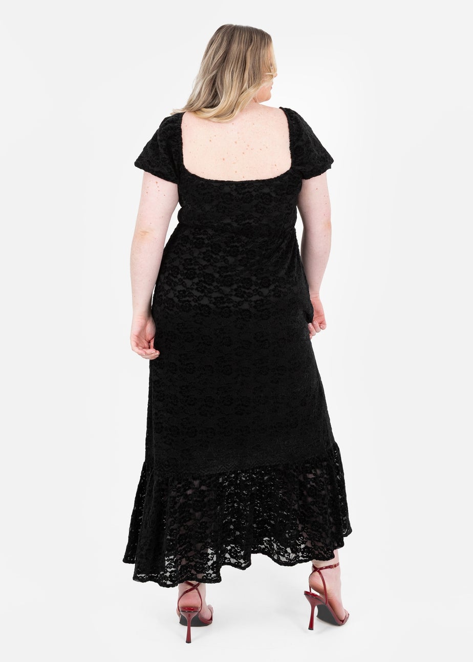 Lovedrobe Black Floral Velvet & Lace Midaxi Dress