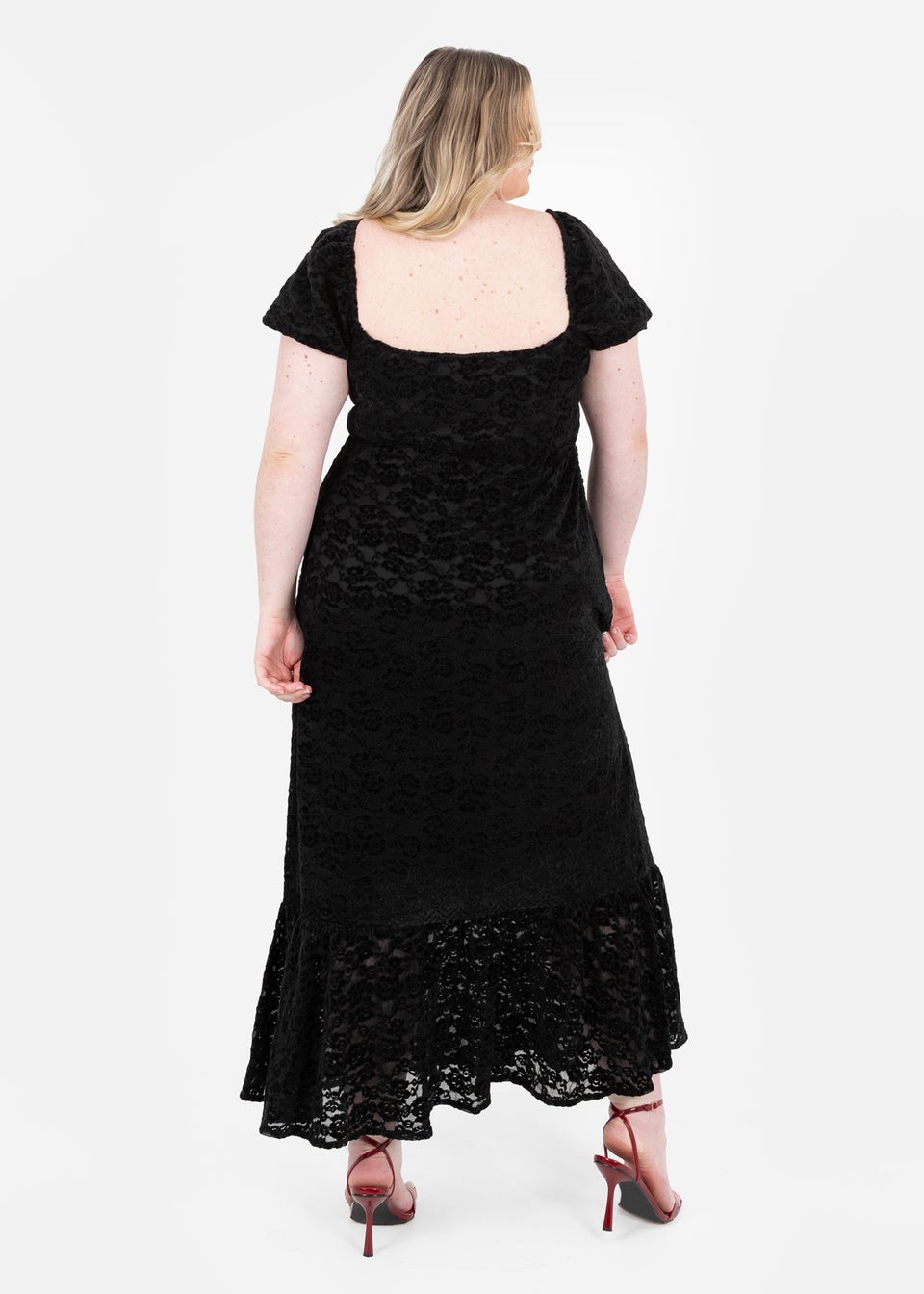 Lovedrobe Black Floral Velvet & Lace Midaxi Dress