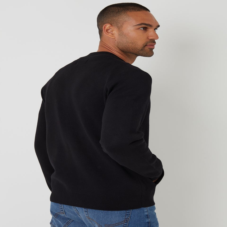 Threadbare Black Bomber-Style Knitted Zip Through Cardigan