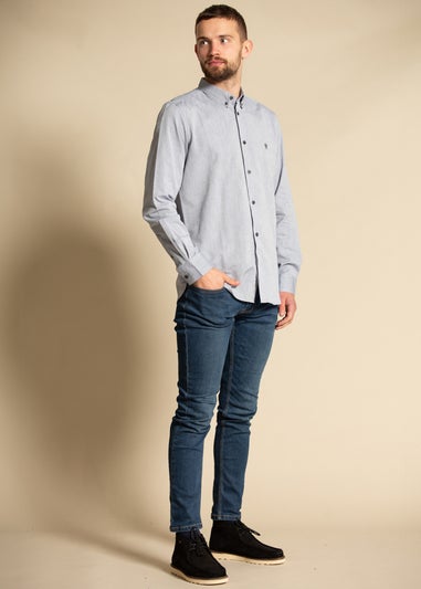 French Connection Blue Cotton Long Sleeve Oxford Shirt 2 Pack