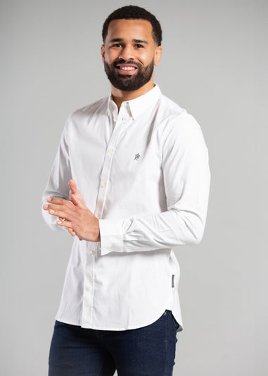 French Connection White Cotton Long Sleeve Oxford Shirt 2 Pack