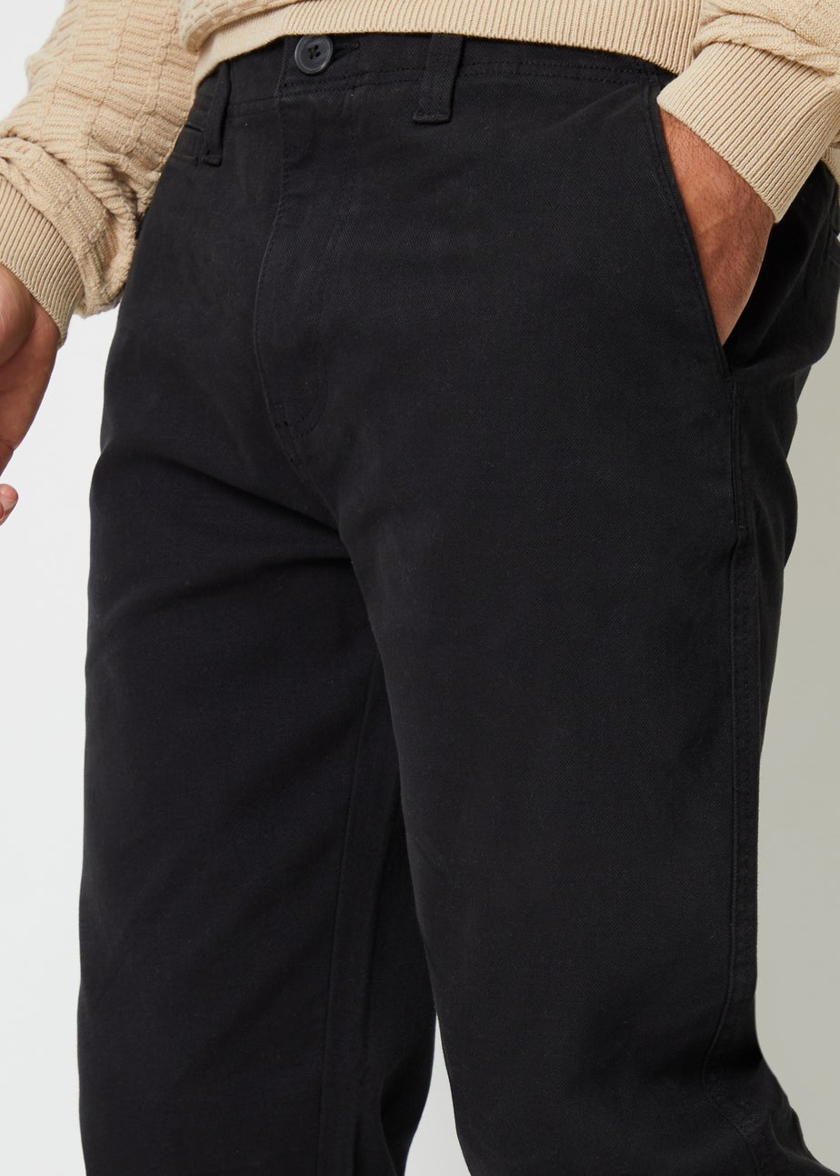 Threadbare Black Ravello Straight Leg Canvas Trousers With Stretch