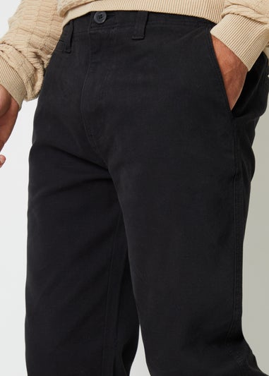 Threadbare Black Ravello Straight Leg Canvas Trousers With Stretch
