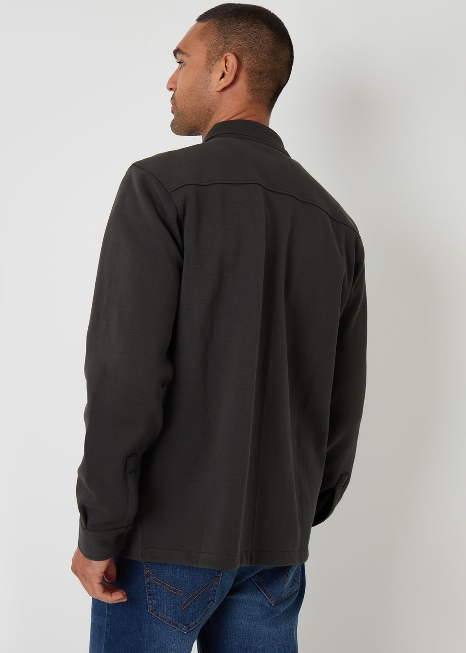 Threadbare Navy Cotton Blend Popper Fastening Pique Shacket