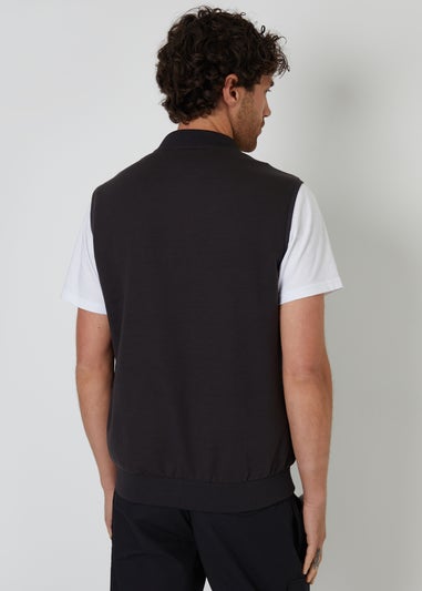 Threadbare Black Quilted Hybrid Gilet