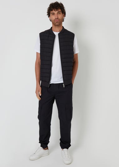 Threadbare Black Quilted Hybrid Gilet