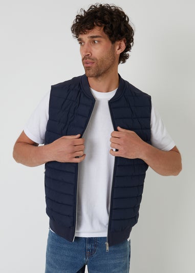 Threadbare Navy Quilted Hybrid Gilet