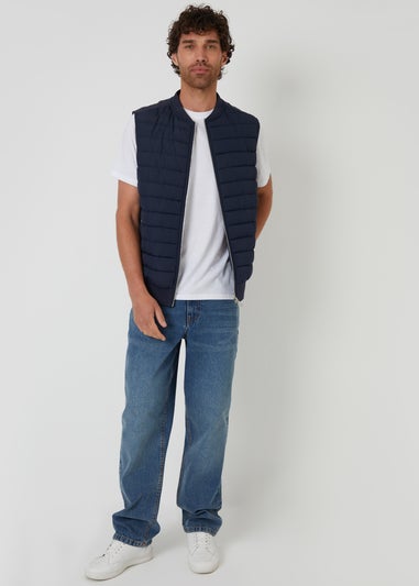 Threadbare Navy Quilted Hybrid Gilet
