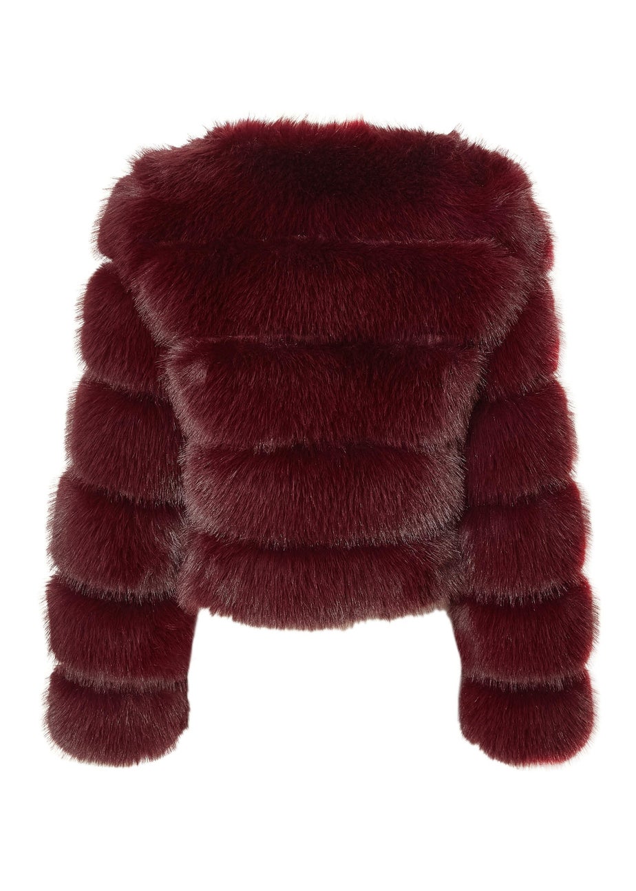 Quiz Burgundy Faux Fur Jacket