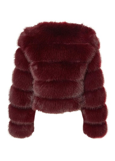 Quiz Burgundy Faux Fur Jacket