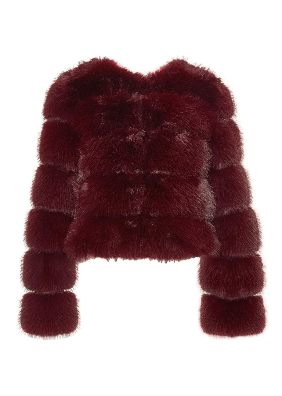 Quiz Burgundy Faux Fur Jacket