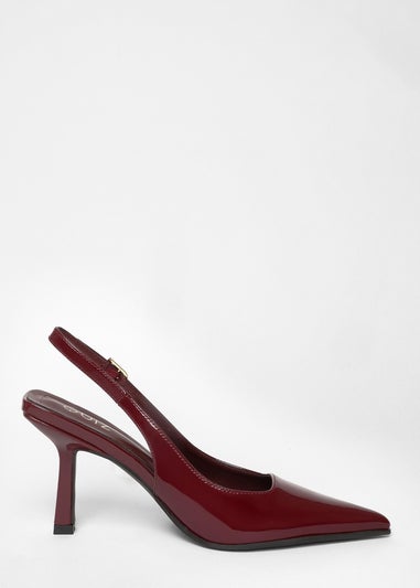 Quiz Burgundy Faux Leather Court Heels