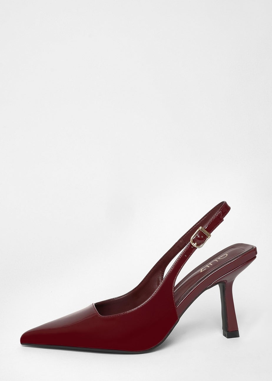 Quiz Burgundy Faux Leather Court Heels