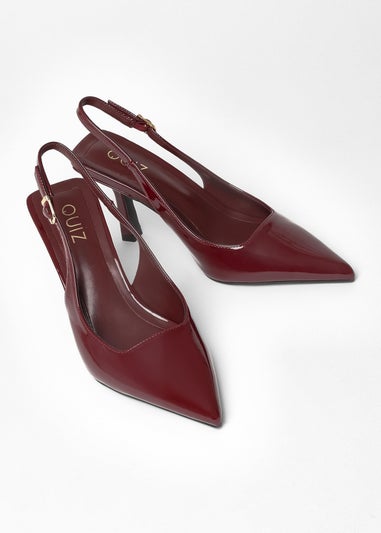 Quiz Burgundy Faux Leather Court Heels