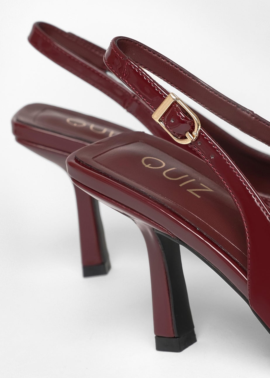 Quiz Burgundy Faux Leather Court Heels