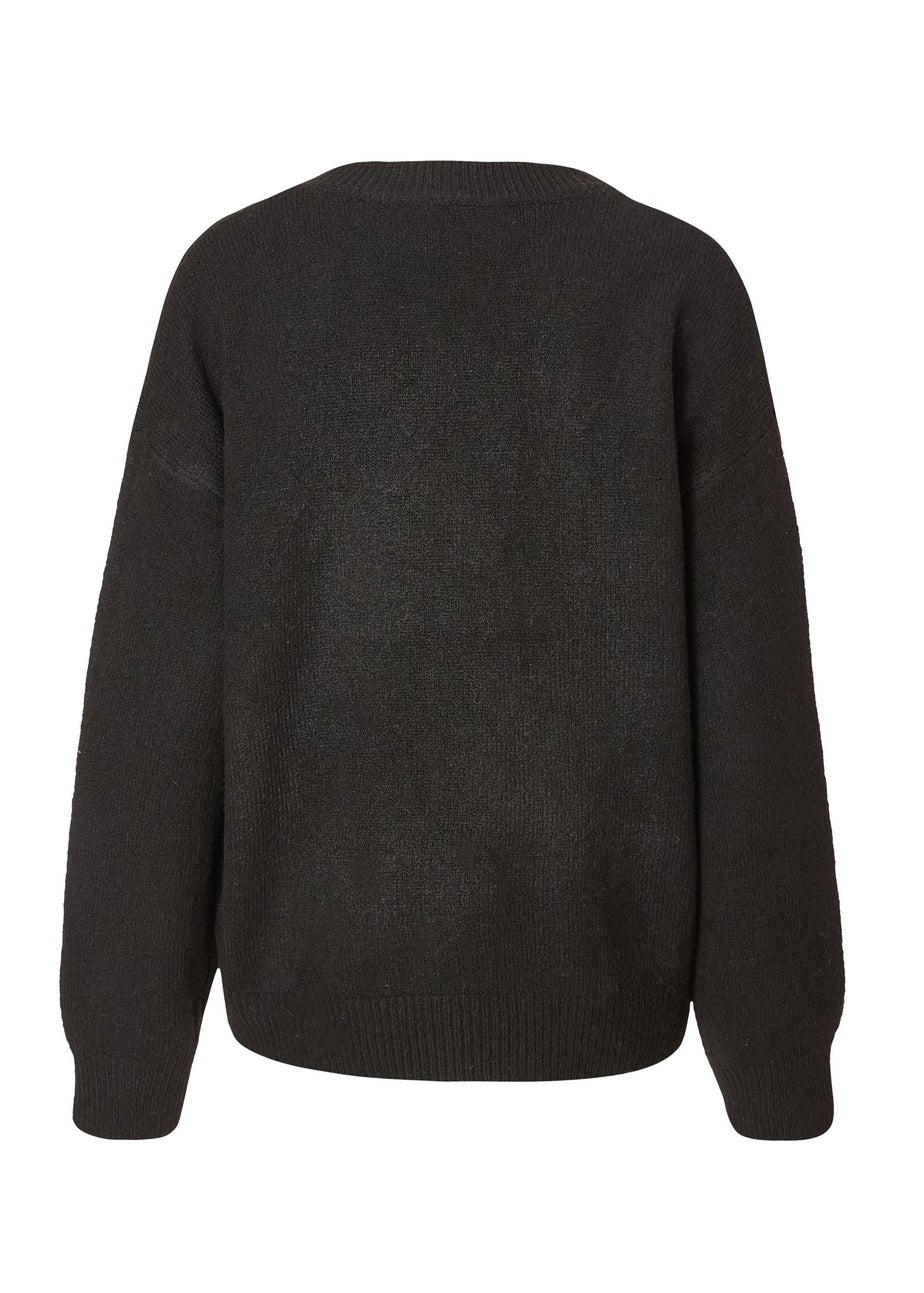 Quiz Black Ruffle Bow Jumper