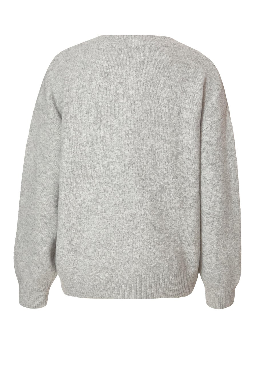 Quiz Grey Ruffle Bow Jumper