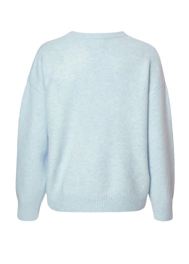 Quiz Blue Knitted Pearl Bow Jumper