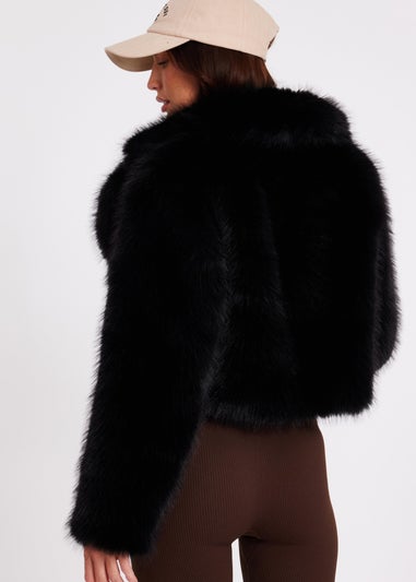 Quiz Black Faux Fur Cropped Jacket