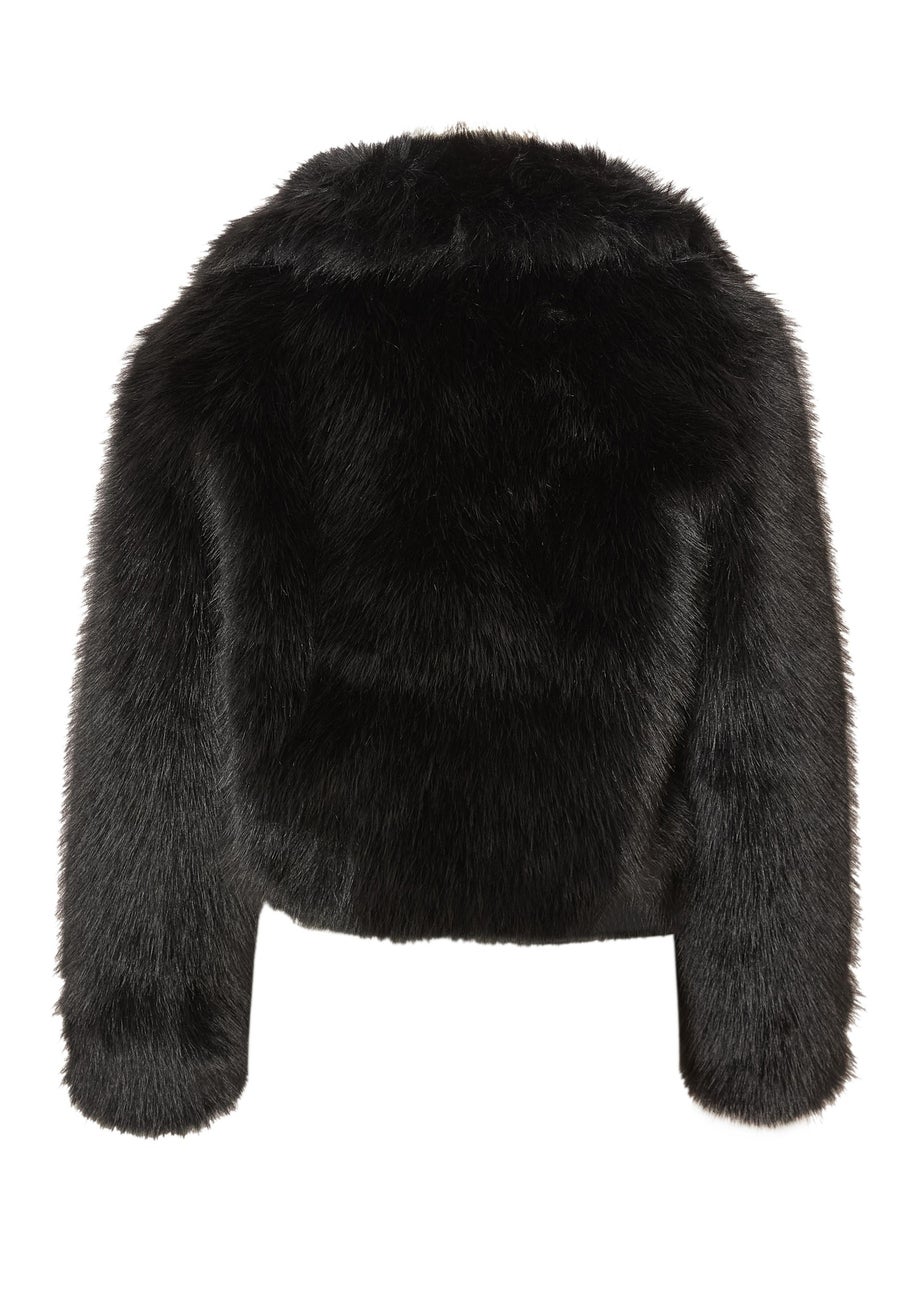 Quiz Black Faux Fur Cropped Jacket