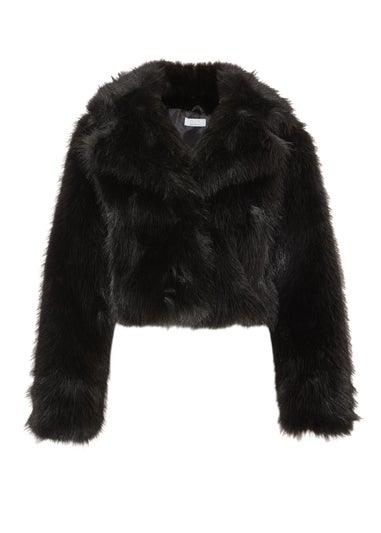 Quiz Black Faux Fur Cropped Jacket
