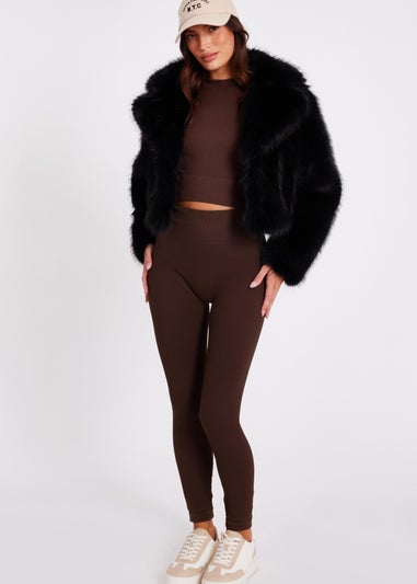 Quiz Black Faux Fur Cropped Jacket