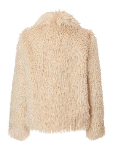 Quiz Stone Faux Fur Cropped Jacket