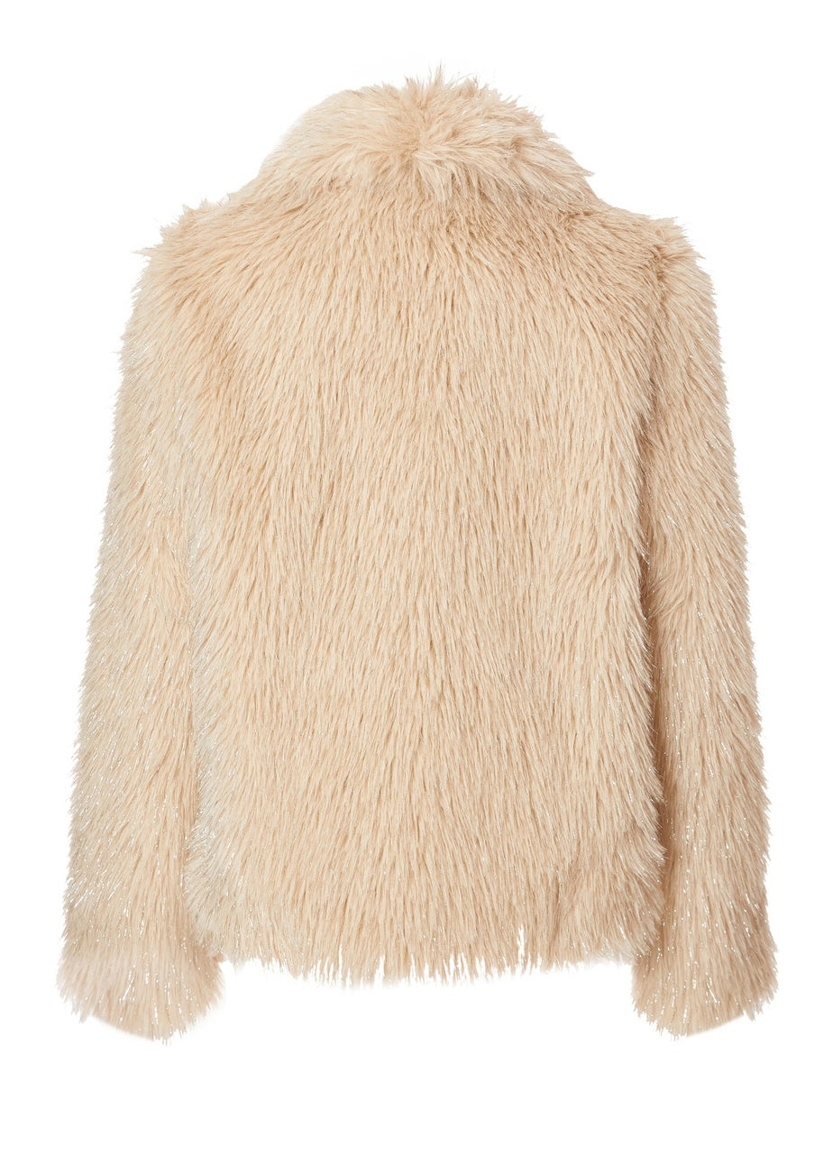 Quiz Stone Faux Fur Cropped Jacket