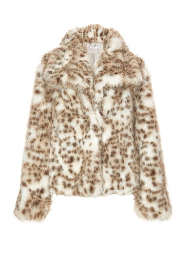Quiz Brown Faux Fur Leopard Print Jacket
