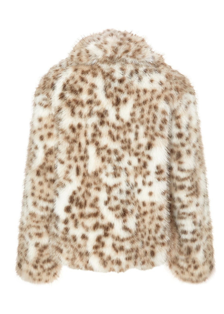 Quiz Brown Faux Fur Leopard Print Jacket