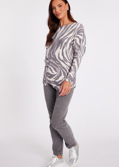 Quiz Multi Zebra Print Batwing Jumper