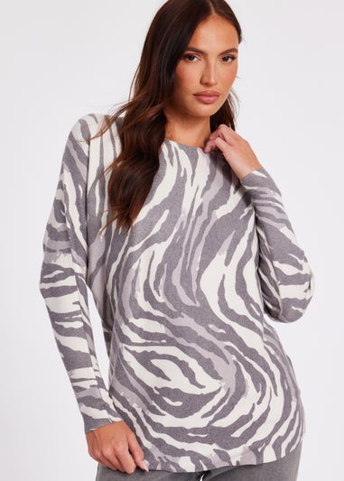 Quiz Multi Zebra Print Batwing Jumper