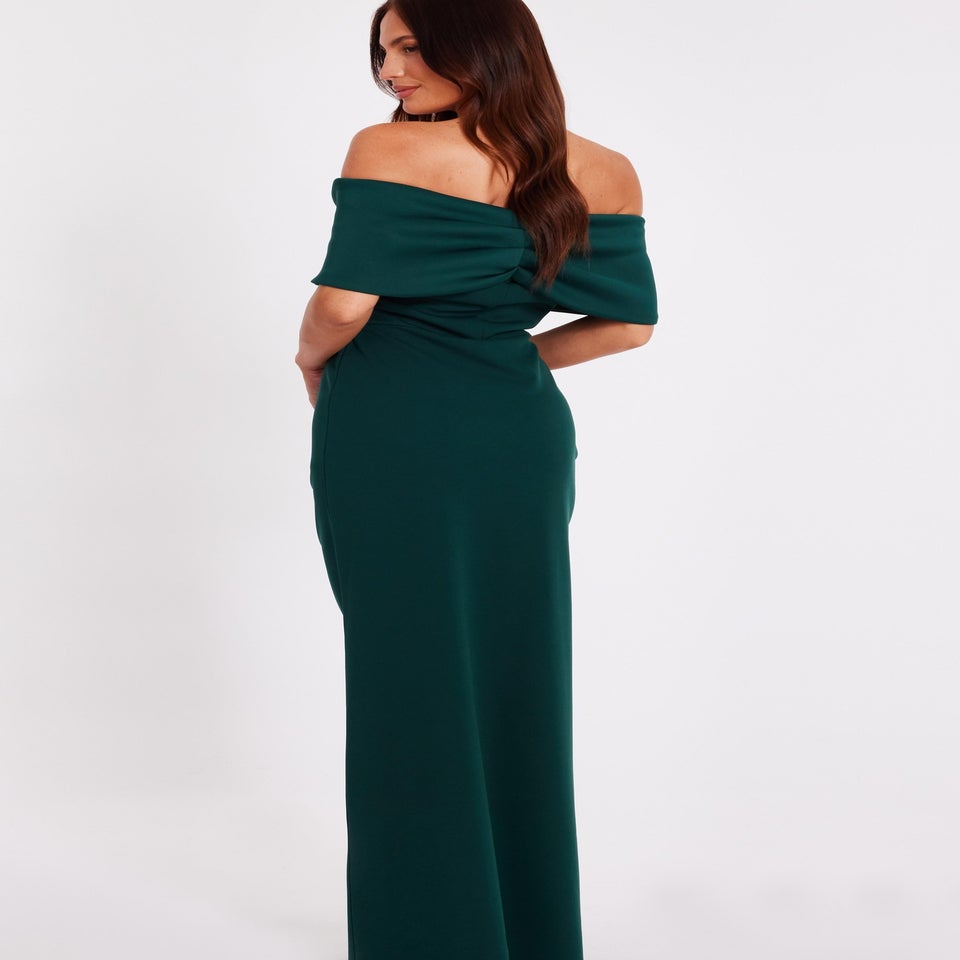 Quiz Green Bardot Wrap Maxi Dress