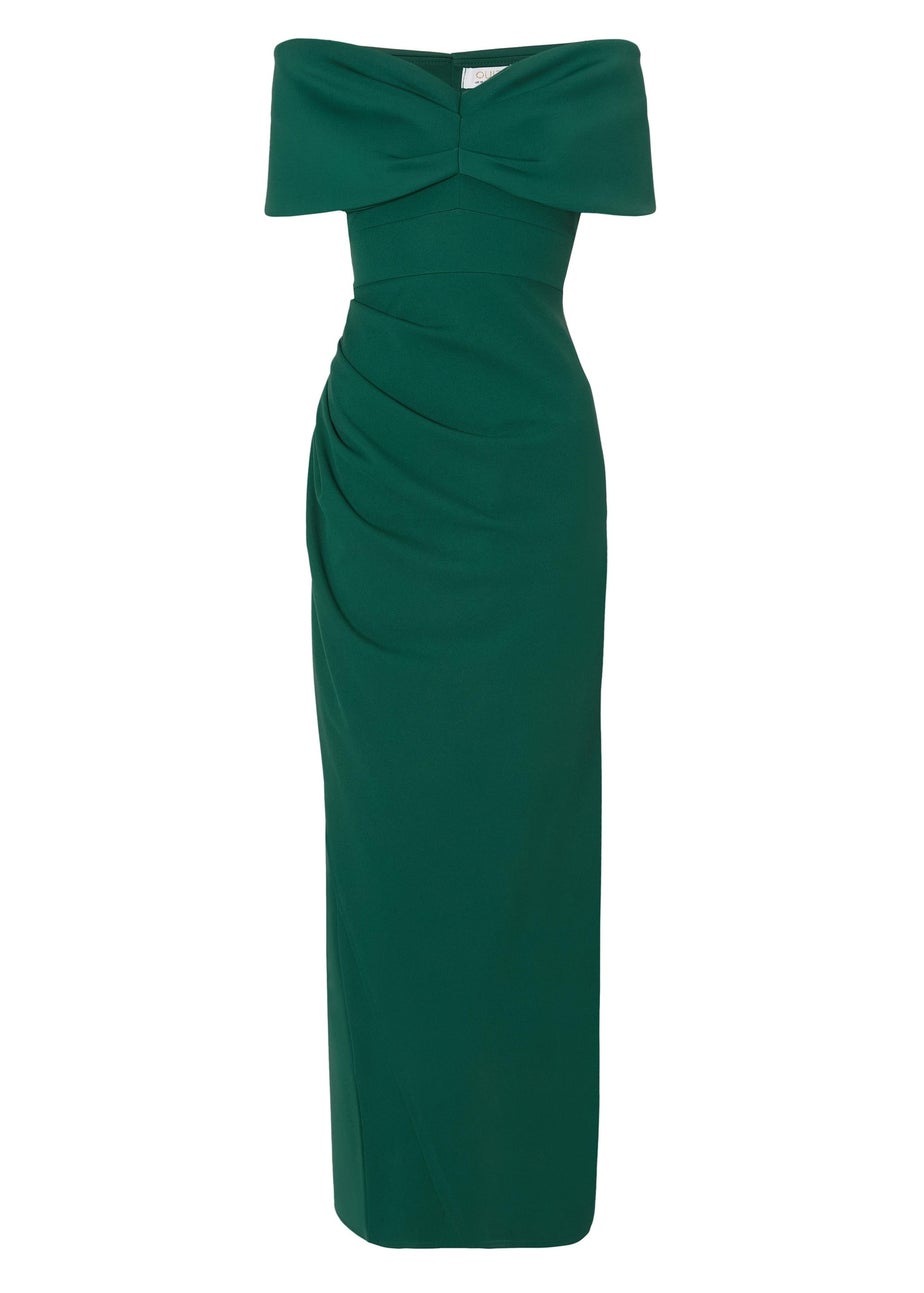Quiz Green Bardot Wrap Maxi Dress