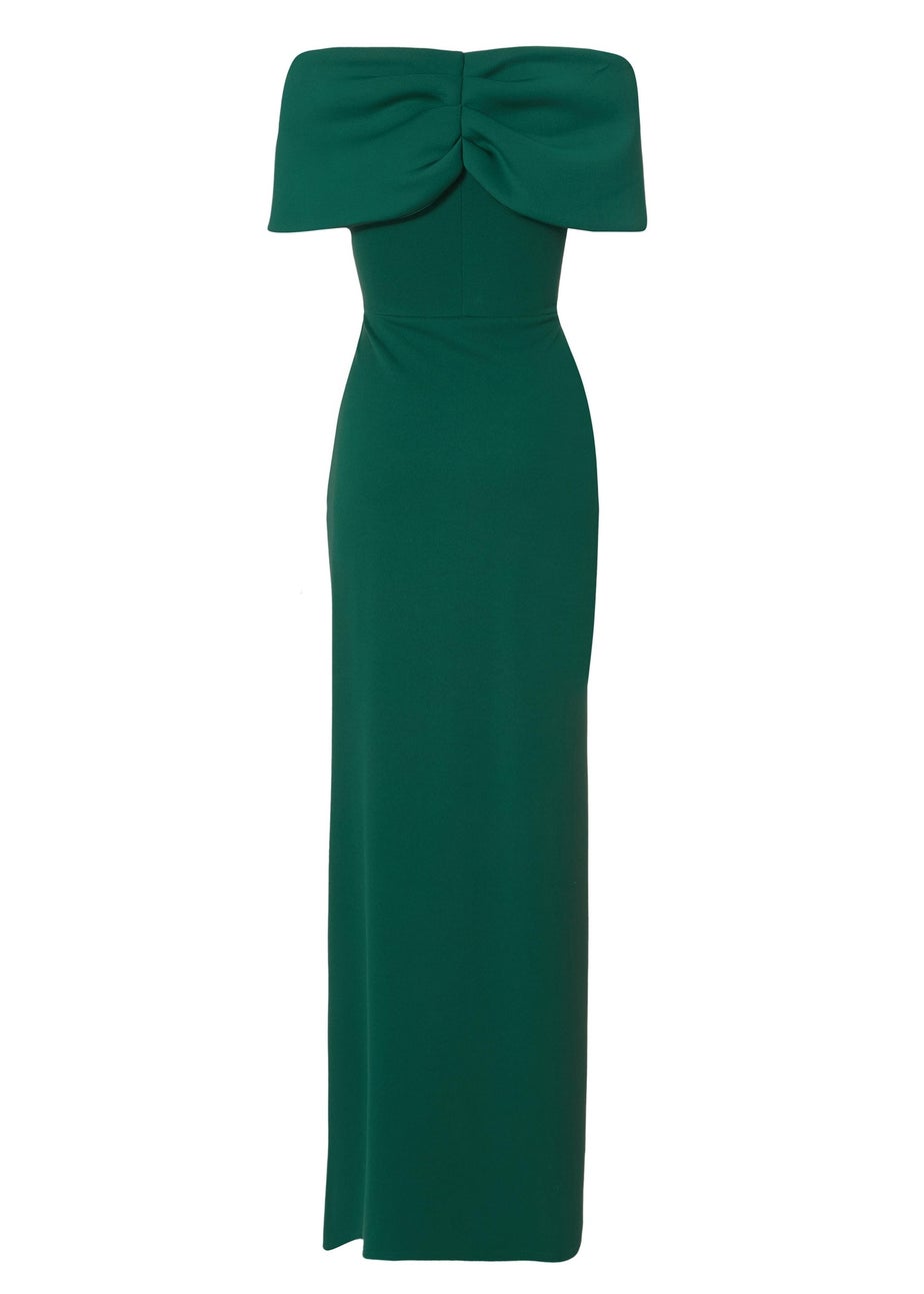 Quiz Green Bardot Wrap Maxi Dress