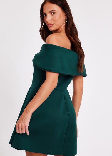 Quiz Green Bardot Bow Skater Dress