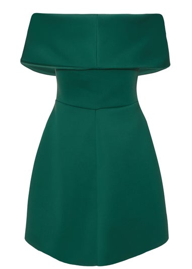Quiz Green Bardot Bow Skater Dress