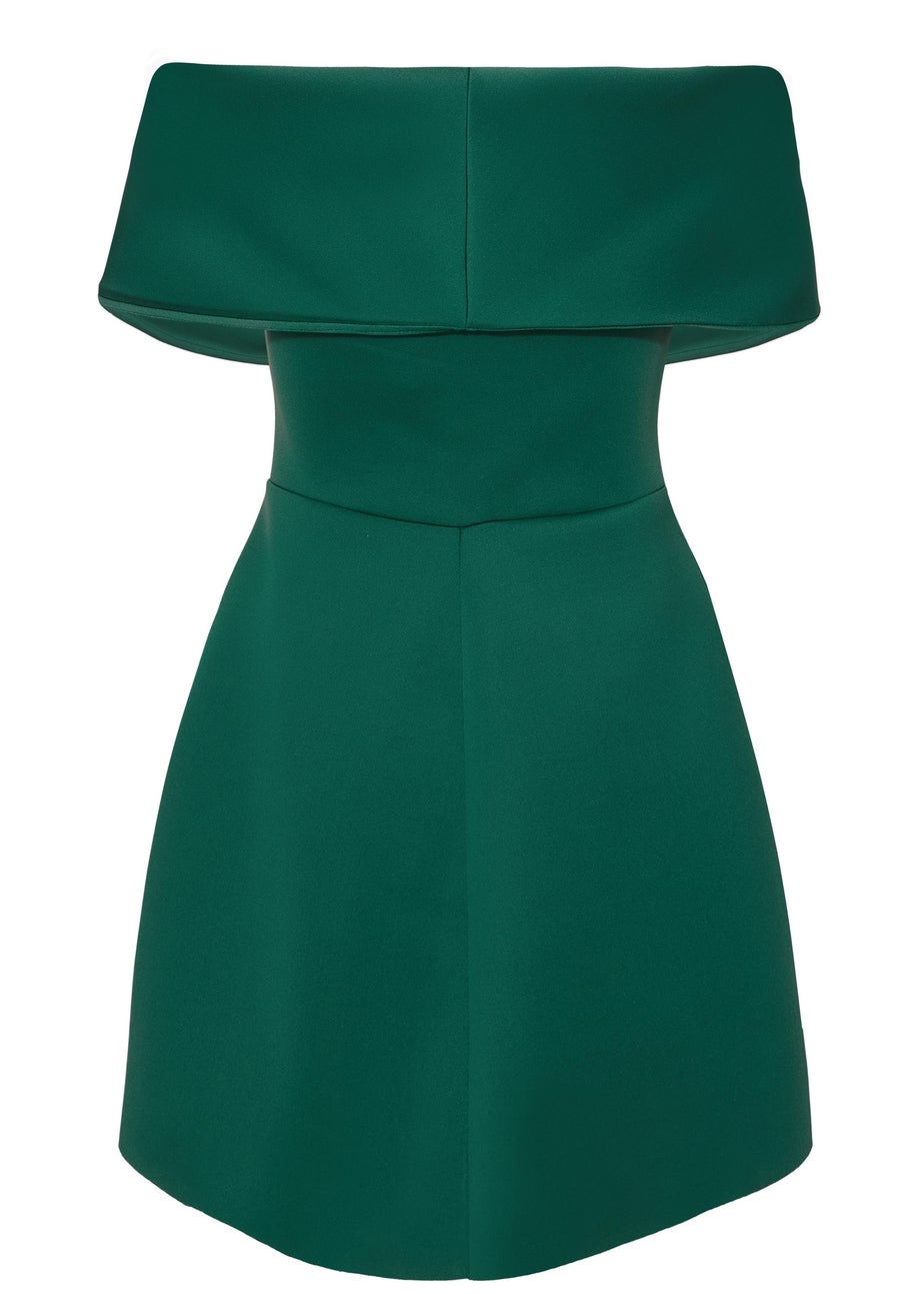 Quiz Green Bardot Bow Skater Dress