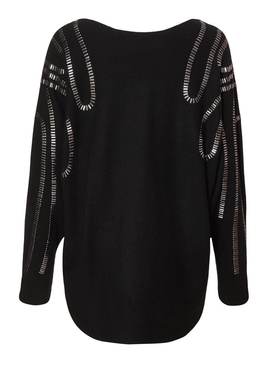 Quiz Black Diamante Stud Jumper