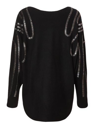 Quiz Black Diamante Stud Jumper